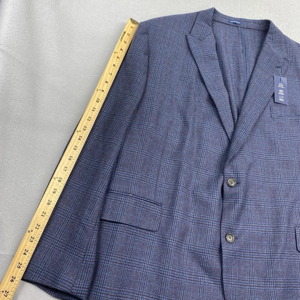 Stafford Jacket Mens 54R Blue 2 Blazer Glen Plaid Wool Blend Sport Coat